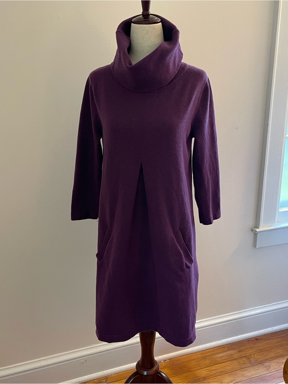Tyler Böe Cashmere Blend Plum Funnel Neck Sweater Dress S